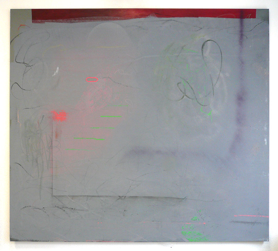 Mario Nubauer
Raumsonde Rosetta erreicht Tschuri, 2014
Acrylic, lacquer, oil, oil stick on canvas
180 x 200 cm (70 7/8 x 78 3/4 in.)