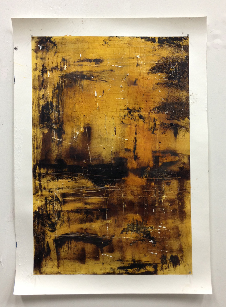 Hugo McCloud
Untitled, 2014
Rust metal pigment and liquid tar on paper
72 x 51 cm