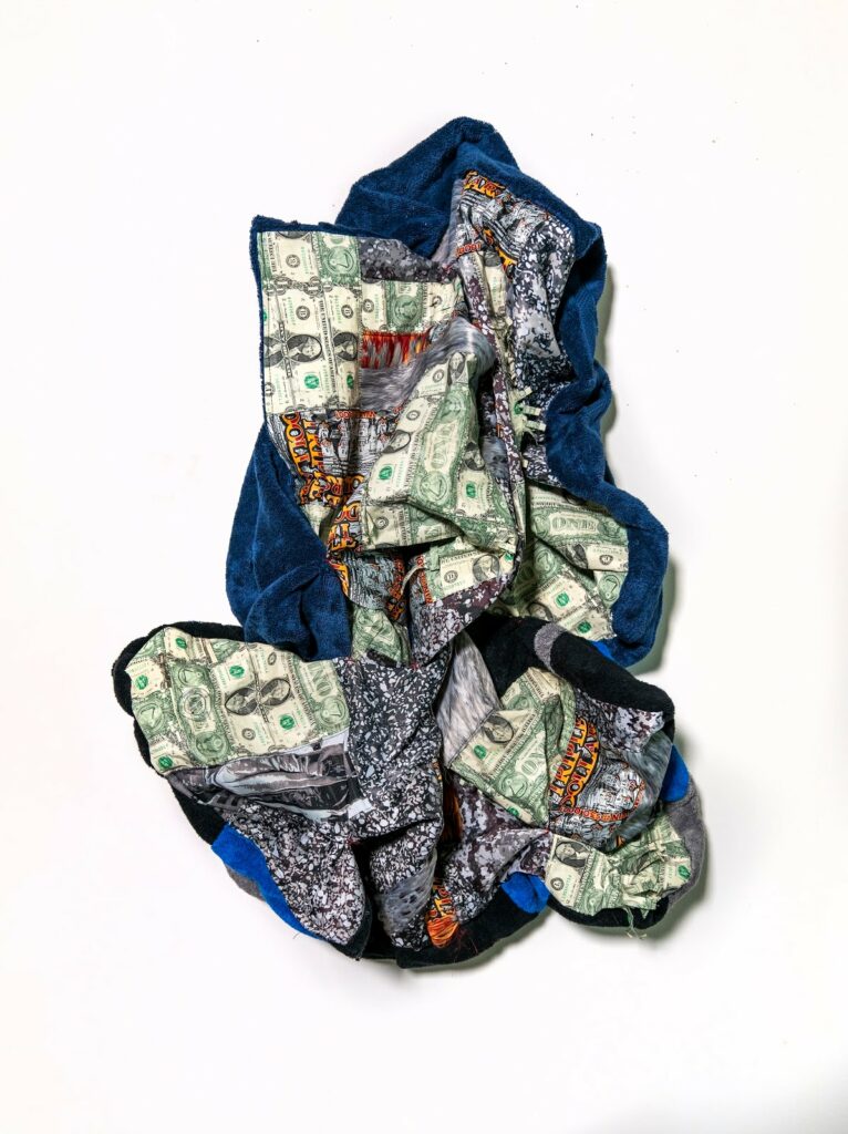 Retired Drug Dealer, 2019 US Currency, Weavings Made from Photographs taken by the artist, Wash Cloths, Cotton Thread, On Canvas