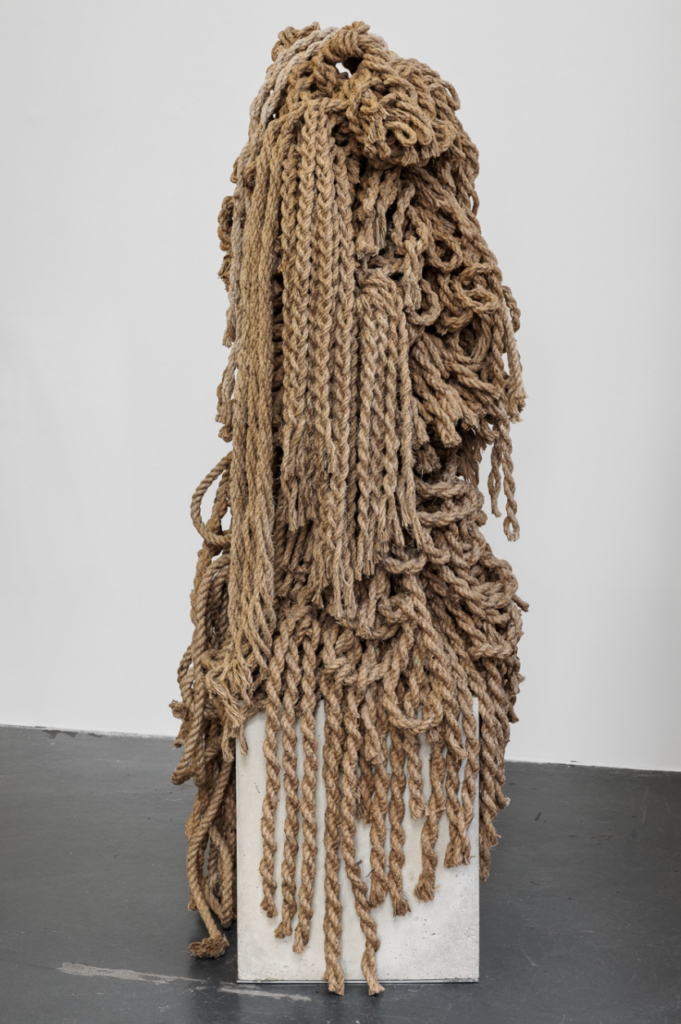 knot 1, 2021, hemp ropes, steel concrete and glue, ca. 160 x 50 x 50