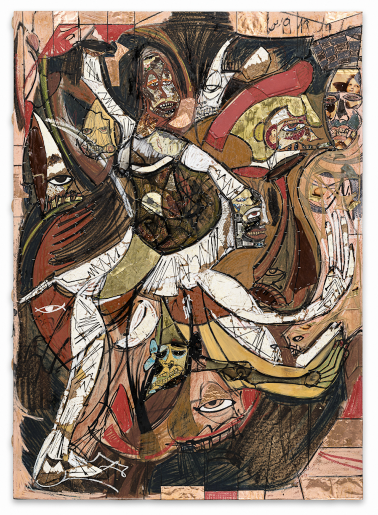 L'Assassinat de Cesar, 2024 Mixed media on wood 77 1/2 x 56 1/8 in. 197.00 x 142.50 cm