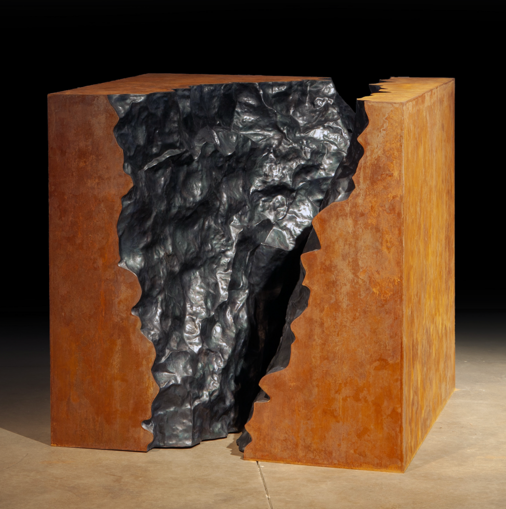 Fissure, 2024 Blackened and Oxidized CorTen Steel 48 x 50 x 48 in. 122 x 127 x 122 cm.