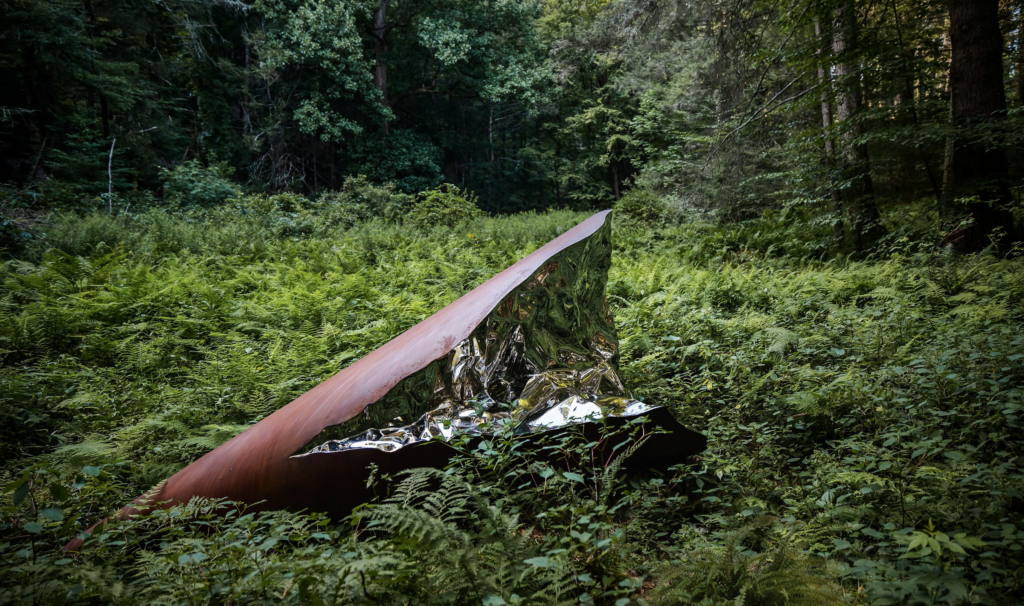 Southern Remnant , 2022 CorTen and Mirror Polished Marine Grade Stainless Steel 60 x 132 x 60 in. 152 x 335 x 152 cm.