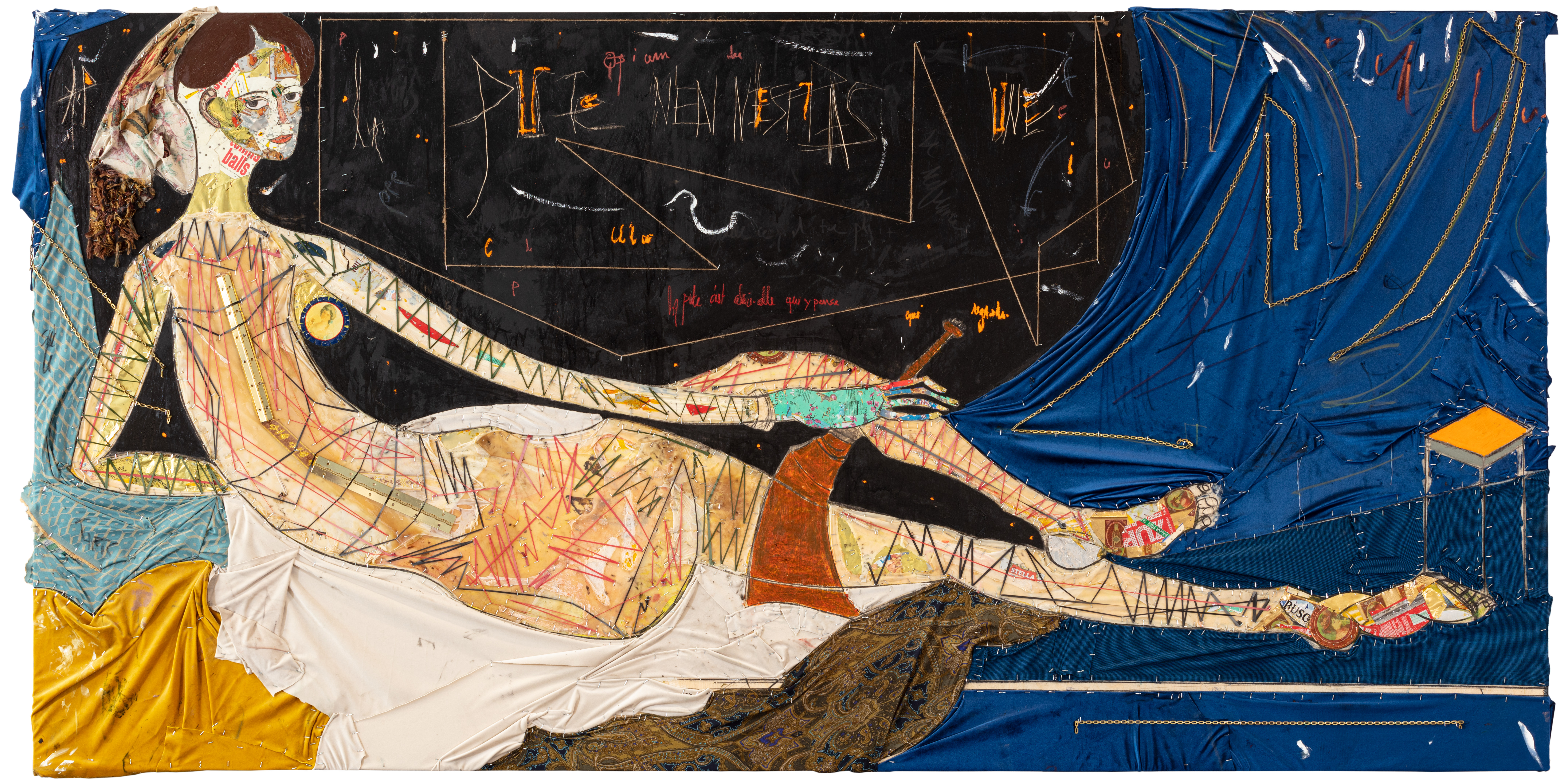 Honi soit qui mal y pense , 2022 Mixed media on wood 60 x 120 in. 152.4 x 304.8 cm