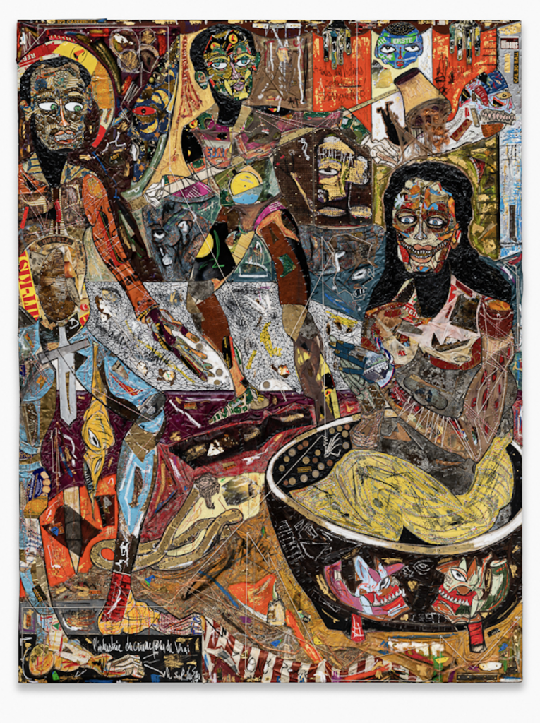 L'industrie du Crime, 2022 Mixed media on wood 90½ x 68⅞ in. 230.00 x 175.00 cm.