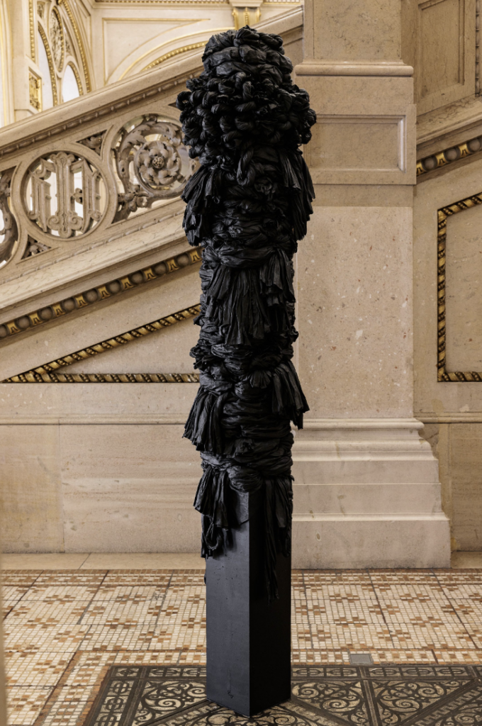 Robina, 2025 Concrete, steel, fabric, glue and acrylic 85⅞ x 17¾ x 17¾ in. 218 x 45 x 45 cm