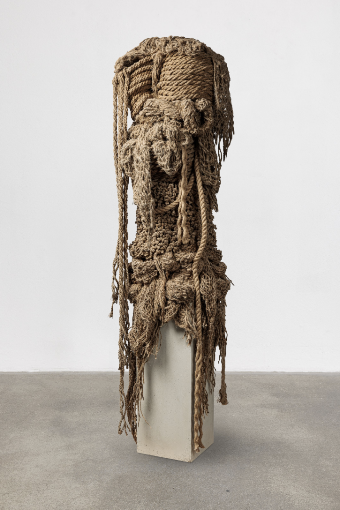 Knot 8, 2024 Hemp ropes, concrete, steel and glue 81⅞ x 27½ x 27½ in. 208 x 70 x 70 cm